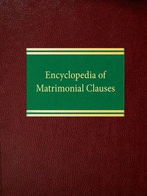 cover image of Encyclopedia of Matrimonial Clauses